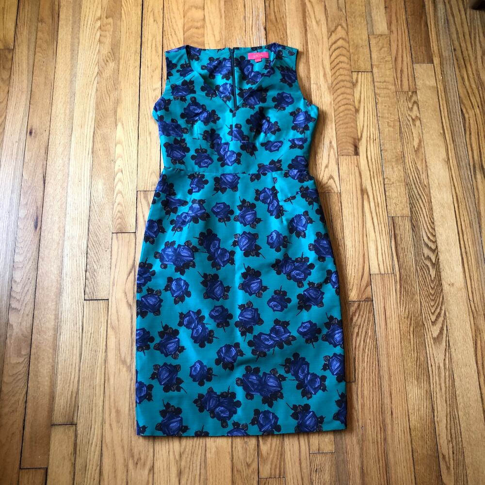 Anthropologie Lavia 18 EUC Women's Green Floral Sleeveless Dress Size 42/US M/6
